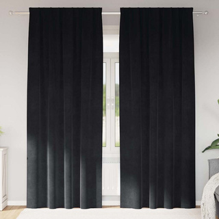 Zasłony zaciemniające 2 pcs Czarny 140 x 225 cm Aksamit