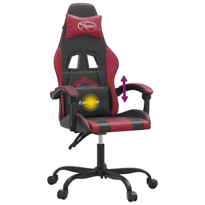 vidaXL Obrotowy fotel gamingowy, czarno-bordowy, sztuczna skóra model standard