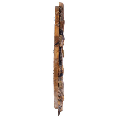 Lustro ścienne, 40 cm, drewno tekowe, okrągłe vidaXL