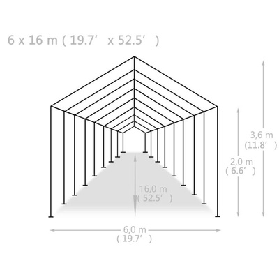 vidaXL Namiot imprezowy z PE, 6 x 16 m, biały