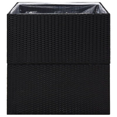Donica ogrodowa, czarna, 80x80x80 cm, rattan PE