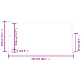 Tarasowa, zwijana markiza boczna, 140 x 300 cm, szara