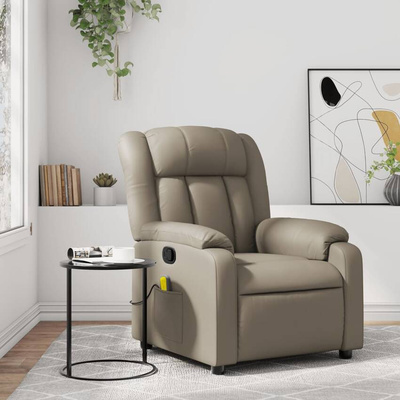 vidaXL Rozkładany fotel masujący, cappuccino, obity sztuczną skórą model standard