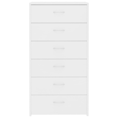 Komoda, 6 szuflad, biała, 50x34x96 cm, materiał drewnopochodny