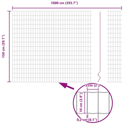 Ogrodzenie Euro 1,5 x 10 m Żelazo pokryte PVC Szary