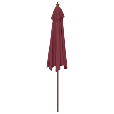 Parasol ogrodowy na drewnianym słupku, bordowy, 299x240 cm