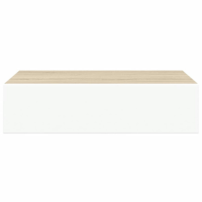 vidaXL Półki ścienne z szufladą, 2 szt., dąb i biel, 40x23,5x10cm, MDF