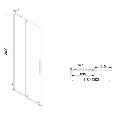 KABINA WALK-IN PRZESUWNA 120 CM, TRANSP, CHROM
