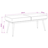 Ławka podwójna Czarny 120 x 45 x 46 cm Welur