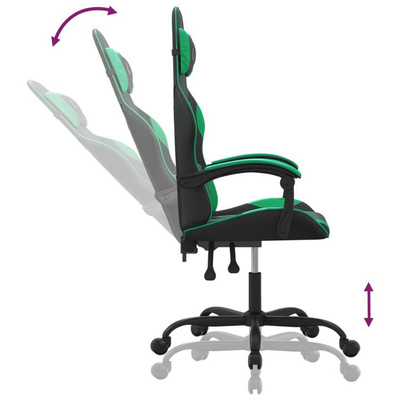 vidaXL Obrotowy fotel gamingowy, czarno-zielony, sztuczna skóra model standard