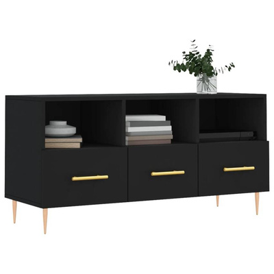 vidaXL Szafka pod TV, czarna, 102x36x50 cm, materiał drewnopochodny