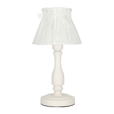 Lampka nocna Zefir biała z abażurem klasyczna E27 40W