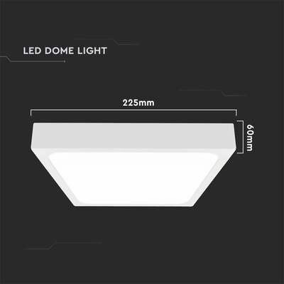 18W Plafon LED z mikrofalowym czujnikiem ruchu / Średnica: 225mm / Barwa:4000K / Klosz: Kwadratowy mleczny biała ramka / IP44