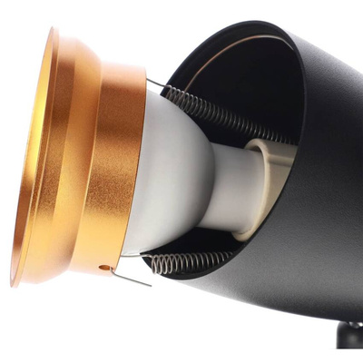 Pojedyncza punktowa oprawa sufitowa typu spot OVO 1 Black Gold, listwa, IP20, GU10, czarna, pierścień złoty EDO777237 EDO Solutions