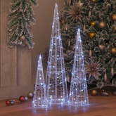 Choinka z 90 diodami LED 3 pcs Zimna biel 20 x 20 x 80 cm Akryl
