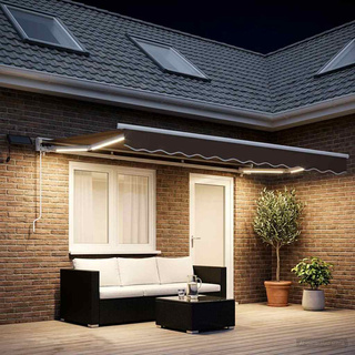 Ręczny ramowy zewnętrzny markizowy z LED Ciemnoszary 5 x 3 m