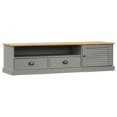 vidaXL Szafka pod TV VIGO, szara, 156x40x40 cm, lite drewno sosnowe