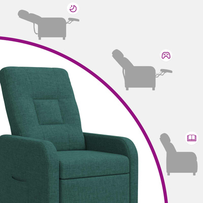Fotel recliner Ciemnozielony tkanina