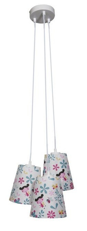 Lampa wisząca z abażurami Girl potrójna do pokoju dziecięcego wielokolorowa