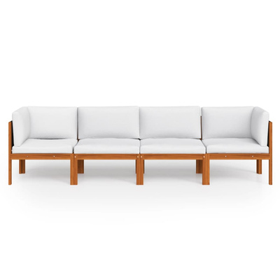 4-osobowa sofa ogrodowa z poduszką, drewno akacjowe i lina