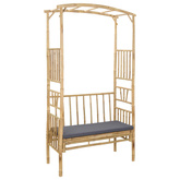 Łuk ogrodowy z ławką ciemnoszary 115 x 50 x 205 cm Bambus