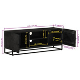 vidaXL Szafka pod TV, czarna, 110x30x40 cm, lite drewno mango i żelazo model standard
