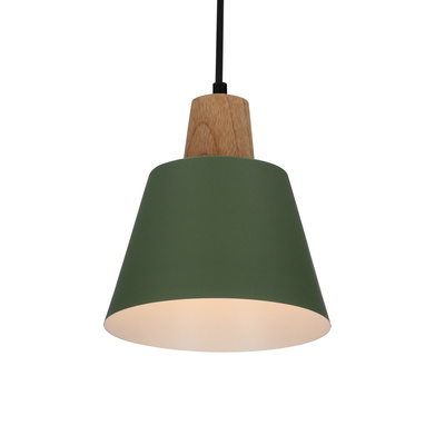 Lampa wisząca zielona metalowa + drewno Faro Ledea 50101260