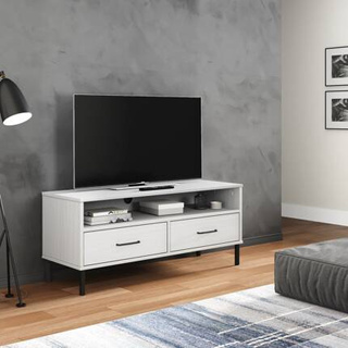 vidaXL Szafka pod TV OSLO, metalowe nóżki, biała, sosnowa model standard