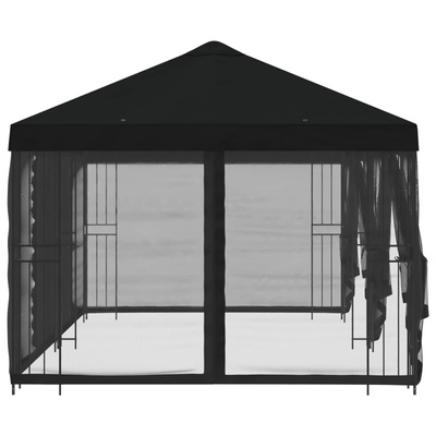 Altana z bokami 6 x 3 m Czarny Poliester i Stal 190