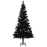 Sztuczna choinka z lampkami i bombkami, czarna, 240 cm, PVC vidaXL