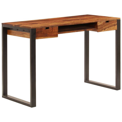 vidaXL Biurko, 110x55x78 cm, lite drewno sheesham i stal