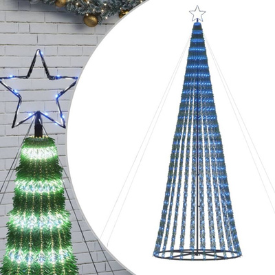 vidaXL Stożkowa choinka z lampek, 688 niebieskich LED, 300 cm