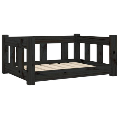 vidaXL Legowisko dla psa, czarne, 65,5x50,5x28 cm, lite drewno sosnowe model standard