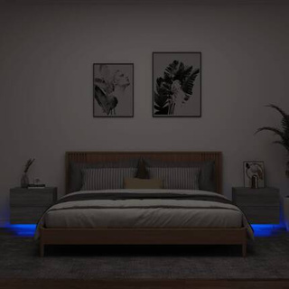 vidaXL Wiszące szafki nocne z LED, 2 szt., szary dąb sonoma