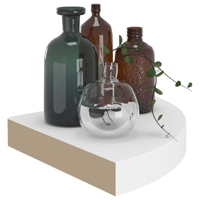 Narożne półki ścienne, 2 szt., białe, 25x25x3,8 cm, MDF