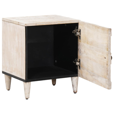 Szafka Nocna 2 szt. Biały 40 x 33,5 x 46 cm Drewno z mango