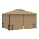 vidaXL Altana z zasłonkami i dwuczęściowym dachem, 3x4 m, kolor taupe