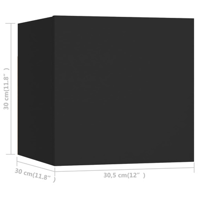vidaXL Wiszące szafki telewizyjne, 4 szt., czarne, 30,5x30x30 cm