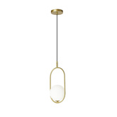 Lampa wisząca CORDEL elegancka - złoty mosiądz z białym kloszem kulką - nowoczesne oświetlenie sufitowe salonu i łazienki 1x G9 LED
