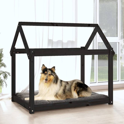 vidaXL Legowisko dla psa, czarne, 101x70x90cm, lite drewno sosnowe