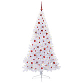 Sztuczna choinka z 300 diodami LED Biały 210 cm PVC i stal