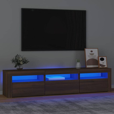 vidaXL Szafka pod TV z oświetleniem LED, brązowy dąb, 180x35x40 cm