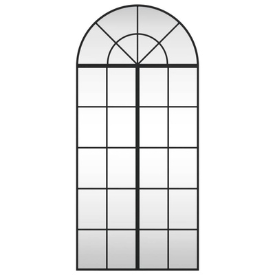 vidaXL Lustro ścienne, czarne, 60x130 cm, zakończone łukiem, żelazo