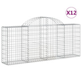 Kosze gabionowe, 12 szt, 200x30x80/100 cm, galwanizowane żelazo