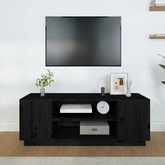 vidaXL Szafka pod TV, czarna, 110x35x40,5 cm, lite drewno sosnowe