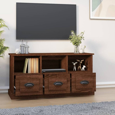vidaXL Szafka pod TV, brązowy dąb, 100x35x50cm materiał drewnopochodny