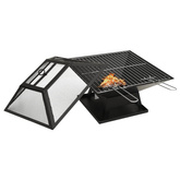 vidaXL Palenisko i grill 2-w-1, z pogrzebaczem, 46,5x46,5x37 cm, stal