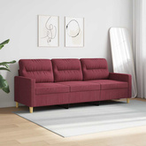 Sofa 3-osobowa, winna czerwień, 180 cm,tapicerowana tkaniną