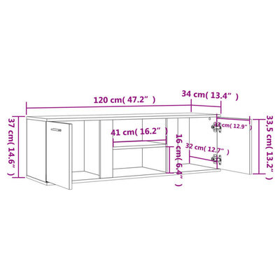 vidaXL Szafka pod TV, przydymiony dąb, 120x34x37 cm