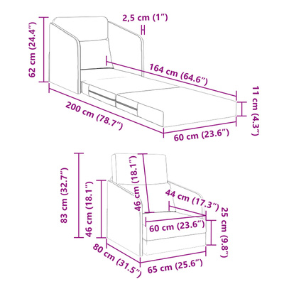 Sofa Bed Niebieski 65 x 80 x 83 cm tkanina